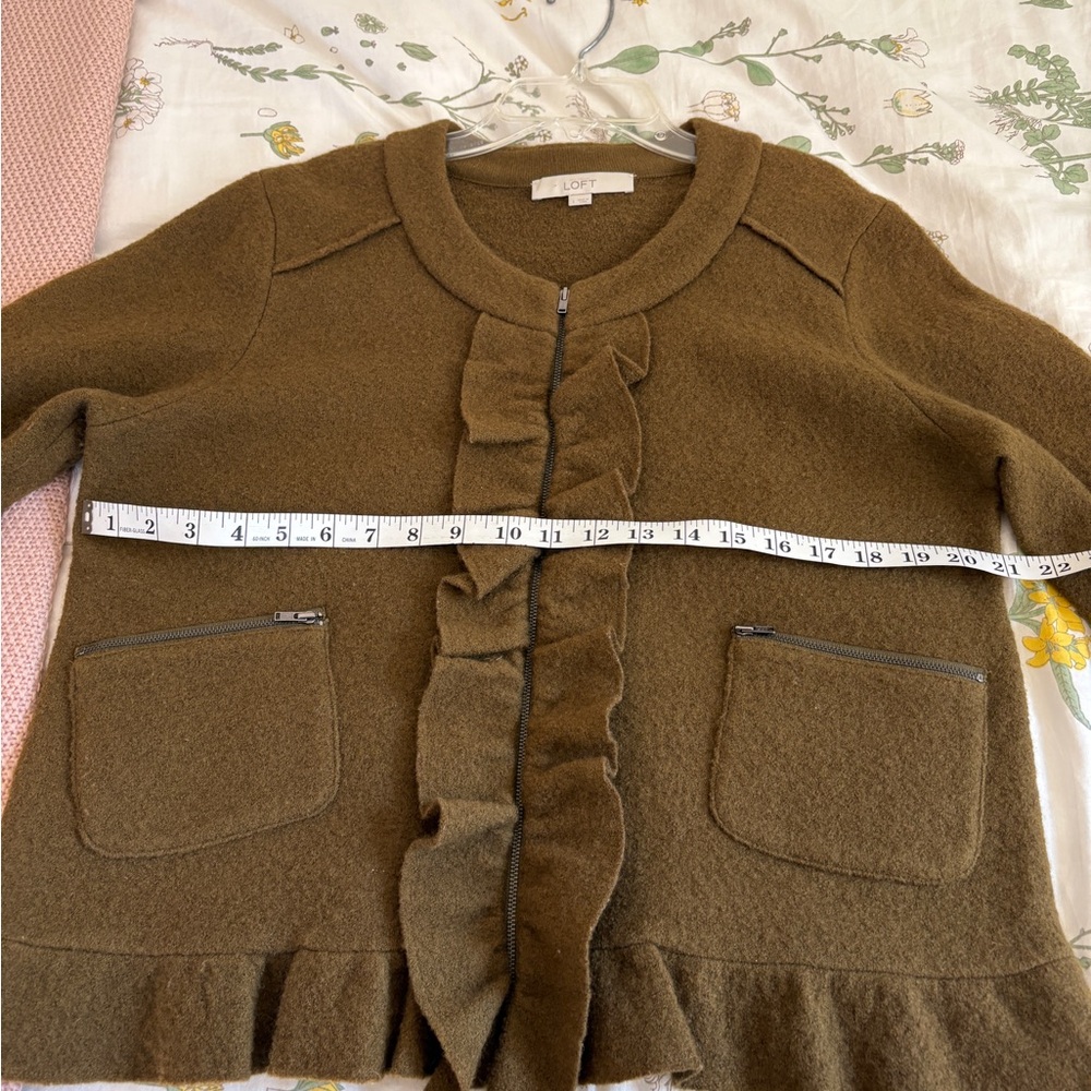 LOFT 100% Wool Ruffle Sweater - Picture 7 of 8